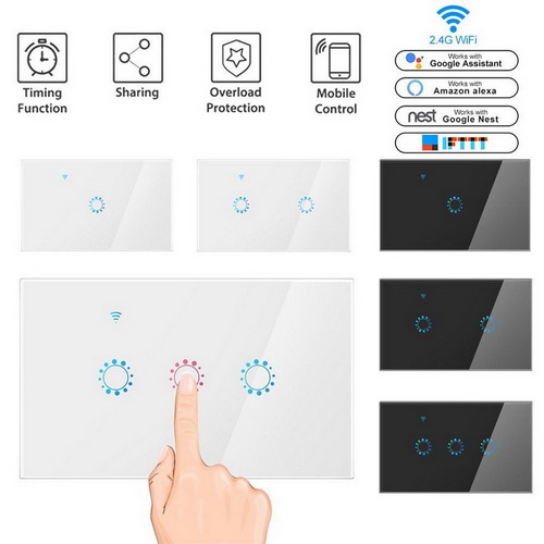 Glass Waterproof 1  2  3 gang Electrical US AU With Neutral Smart House Tuya App Alexa Voice WiFi Touch Board Remote Wall Switch