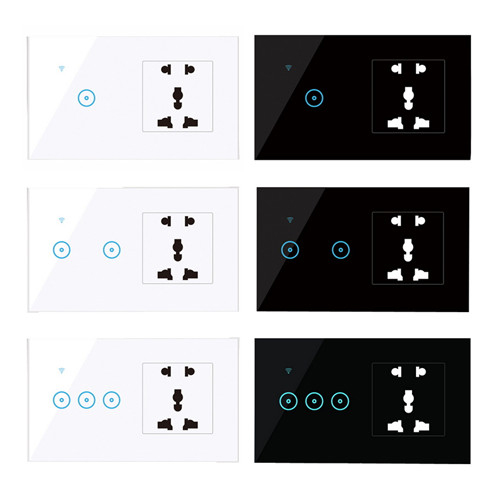 Universal 1 2 3 Gang CE FCC ROHS Smart Home Alexa Google Voice Tuya Smart Life App On  Off  Glass Touch wifi Smart Switch And Sockets