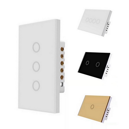 OEM hotel project Switches US 1 2 3 4 Gang White Black Gold Electrical touch Glass Panel 433 RF Remote Control light Switch