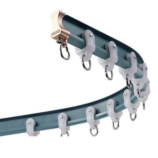 Manual aluminium Top Ceiling Mounted hospital home hotel L U curved Track customize Double types of curtain rail