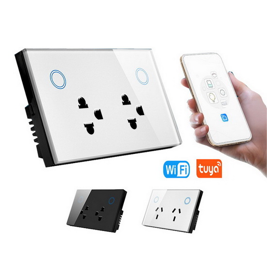 US AU 120 Type USB Socket WiFi Electricity Statistics  Glass Touch Panel Tuya Alexa Google home  Electrical Smart Wall Socket