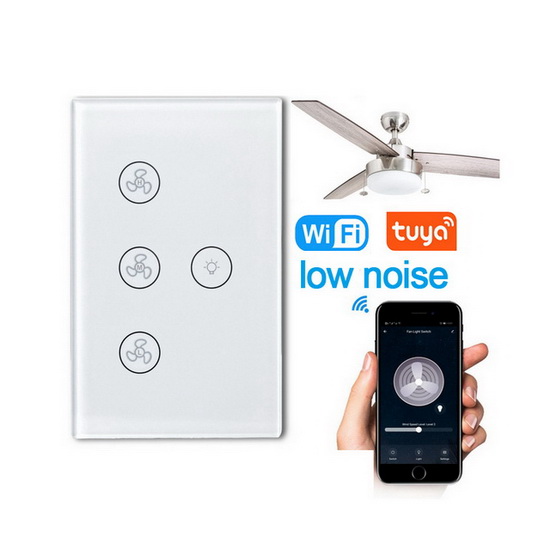 Three-speed Speed Rgulat Wall Glass Touch Panel Alexa Google Tuya Smart WiFi US AU Light And fan light remote control switch