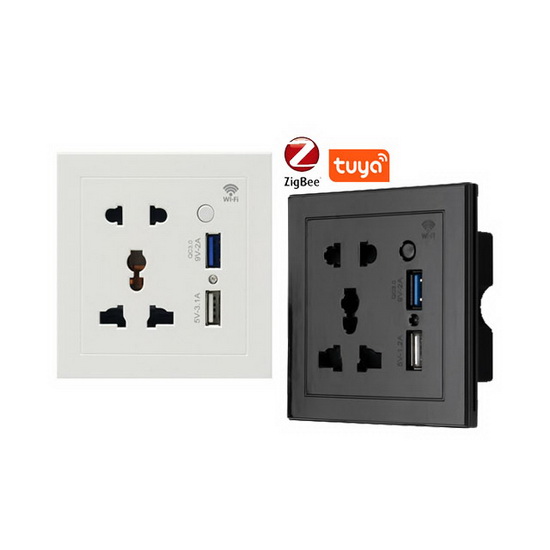 Fast Charge 2v 2 USB 5 Holes wifi wall Socket Smart UK EU Alexa Google Voice Remote Control Home hotel tuya zigbee Socket