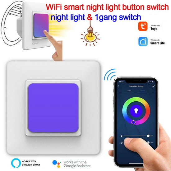 Modern Smart night light switch RGB multicolor corridor baby room Alexa google IFTTT timing remote control Tuay light switch