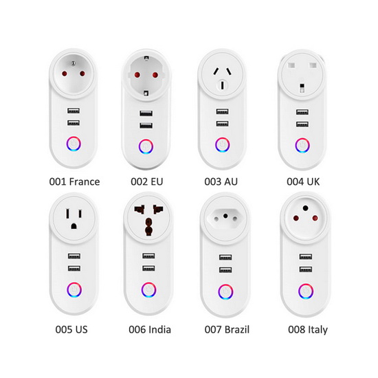 US AU UK EU Standard AC 2 USB Port 10A Alexa Google Home IFTTT Voice  Tuya Smart Life APP Remote Control WiFi Smart Power Strip