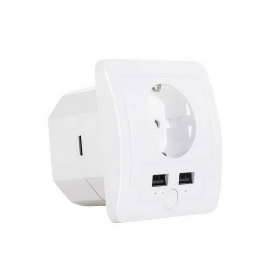 Smart EU Standard Dual USB Wall Socket With  16A Outlet Timer Switch APP Voice Control Wireless Wifi Smart Plug USB Wall Sockets