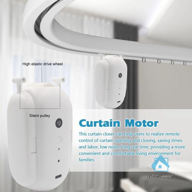 Wiring Free Wireless Tuya Smart Curtain Robot APP Google Home Control Battery Opener Electric Window Rod Track Curtain Motor - 副本